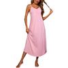 Bresdk Camicia da Notte Lunga Donna con Scollo a V Senza Maniche Nightdress Estivo per Dormire e Casa, Blu Cielo, XXL