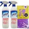 FEI FAN SET QUASAR: Spray SGRASSATORE DISINFETTANTE Ideale Per Cucina, Bagno e Capi D'Abbigliamento 580ml + Panno In Lattice SOFT, Formato 30x30Cm (2 Spray + 1 Panno)