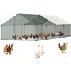 VEVOR Pollaio in Metallo 3 x 8 x 2 m Recinto Pollaio con Copertura con Tetto a Guglia Serratura di Sicurezza, Gabbia per Conigli Anatre all'Aperto Pollame per Cortile, Fattoria, Cortile