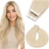 Silk-co Extension Adesive Capelli Veri Biadesivo #60 Biondo Platino, 10 Ciocche Biadesive 15g per Sfumature/Volume 50cm