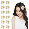 Bamboopack 12 fermagli per capelli da 5,8 cm bianchi e gialli con fiori artificiali Plumeria in schiuma, fermagli per capelli con fiori di frangipani hawaiani, per donne e ragazze, matrimoni, feste quotidiane