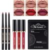 MKNZOME Matita Labbra Lunga Durata e Lucidalabbra, 6 pezzi Matte Lip Gloss Rossetto Lunga Durata Make Up Tinta Labbra Rossetto Liquido Impermeabile Professionale Kit Regalo Trucchi Donna
