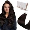 Hetto Extension Capelli Veri Biadesivo Marrone Scuro - Remy Capelli Umani Tape Estensioni, Invisibile Adesive, Look Naturale per Uso Quotidiano 20pcs 30g 30cm