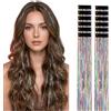jooceebaby Tinsel Extension Capelli con Clip 55 cm, 55 Colori Tricolore Extension Capelli Paillettes Glitter, Accessori Capelli Brillanti per Festa Festival Concerto Halloween Natale