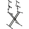 QUIK LOK - QL/623, Supporto a X Professionale per Tastiere, a Tre Livelli, Telaio Doppio, Due Supporti Aggiuntivi Regolabili in Inclinazione ed Angolazione, Carico Massimo Totale 120 kg