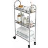 Amig - Carrello di stoccaggio per bagno Mod. BRISA - 3 altezze - Realizzato in acciaio - Colore argento - Con ruote - Per spazi piccoli - 40,5 x 14,5 x 77 cm