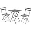 Zendea Salotto da Giardino Esterno Koby Double - Set Tavolo e Sedie da Esterno Pieghevoli in Metallo Antracite, 2 Sedie Ergonomiche e Tavolo Multifunzionale, Design Compatto e Resistente