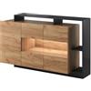 Vente-unique - Credenza 3 ante e 3 nicchie con LED le e Antracite - IDESIA