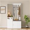 WSOFZMO Set guardaroba, guardaroba da corridoio con scarpiera e panchina, appendiabiti, armadio set corridoio - armadio, specchio, appendiabiti e scarpiera, 4 ganci, 100 × 40 × 180 cm
