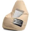 Avalon - Puff Poltrona Sacco Grande Jazz in Ecopelle Deluxe, Pouf Sacco di Qualità Sartoriale, Bean Bag per Sedersi Ergonomico, Pouf a Sacco Impermeabile, Made in Italy(80x125cm-Beige)
