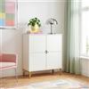 [en.casa] Credenza Madia Moderna Salvaspazio Mobile Contenitore Stretto con 4 Ante per Soggiorno Ingresso Cucina 90x80x35 cm Bianco/color Oro