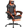 SUKIDA Sedia da gioco ergonomica con poggiapiedi, poggiatesta da corsa, sedia da gioco, sedia da gioco, sedia da gioco, regolabile in altezza, supporto lombare per home office e gaming arancione