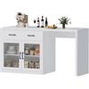 MSFE Isola da Cucina 150cm, Penisola Cucina Piano Lavoro con Spazio di Archiviazione, Isola Cucina con Tavolo, Armadio Multiuso come credenza, tavolo da bar per cucina, Bianco