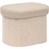 Bonlife Scatola Portaoggetti Ottomana Pieghevole, Sgabello Pouf Boucle, Panca Portaoggetti Fine Letto, Poggiapiedi per Soggiorno, Camera da Letto, 41x31x31cm, Beige