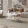 CXHLXYR Set di tavolini bassi per soggiorno, rotondo con spazio di archiviazione, ovale durevole in bianco e argento per soggiorno, camera da letto, ufficio