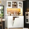 Kebnor Armadietti da Cucina (120 × 40 × 180 cm), alti tavoli da cucina, credenze, armadi da cucina con porte in acrilico e illuminazione LED (Bianco)