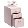 HollyHOME Classificatore mobile con 3 cassetti, mobile con cassetti in metallo,sotto la scrivania Armadietto con ruote per ufficio a casa, rosa chiaro