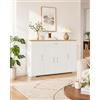 hitsuki Credenza Soggiorno Bianca 110 cm Mobile Soggiorno Moderno Comò Camera da Letto Cassettiera con 4 Ante e 1 Cassetto Madia Ingresso Mobile Basso Salotto Corridoio Casa
