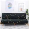 WWQQKJ Copridivano Futon senza braccioli, elasticizzato, pieghevole, per divano letto pieghevole da 2-3 posti, senza braccioli(Nero Oro)