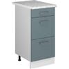 Vicco Mobiletto base per cucina R-Line, Grigio-blu, 40 cm con cassetti PL Marmo, per la libera combinazione all'interno di sistemi cucina modulari