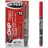 Hi-Text 780OHP Marcatore permanente - punta superfine - per pellicole, vetro, metallo, plastica, CD, DVD - Scatola 12 pezzi colore rosso