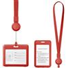 FINELYCR 2 Pezzi Portabadge Collo, Orizzontale e Verticale Porta Tesserino da Collo, Rosso Porta Badge Trasparente con Tracolla a Scomparsa, per Lavoro, Studio, Mostre