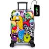 TOKYOTO - Valigia Da Cabina Divertente Per Bambini Ragazzi Fans Dei Cartoni Animati Mostri Zombi Bagaglio A Mano USB 55x40x20 cm Trolley 55x35x20 Valigia Rigida 10 Kg Monsters Zombies