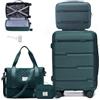 bluterm Valigia da viaggio sottovuoto con pompa, Set di Valigie Rigida 4 Pezzi, con Borsone da Viaggio Palestra e Borsa da Toilette, Valigia con 4 Rotelle Girevoli a 360° TSA Serratura