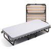 Cortassa Soluko | Letto Brandina Pieghevole a Doghe Con Materasso Polyuretano e Copertura Salvapolvere Inclusa, Struttura Resistente e 4 Ruote Girevoli, 100% Made In Italy 90x200 XL Comfort