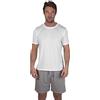 Light & Shade Set Loungewear Uomo Cotone - Pigiama con T Shirt e Pantaloncini, Abbigliamento Notte Leggero Traspirante con Coulisse Estate (Bianco, S)