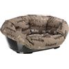 Ferplast Cesta-sofà Siesta Deluxe nera con rivestimento Cities - Tg. 4: L 61,5 x P 45 x H 21,5 cm