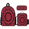 WECECE Set di Zaino Mandala Bambini con Sacchetto per Pranzo e Astuccio, Borsa Scolastica Flower Bambina 6-11 Anni per Elementare
