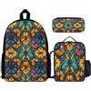 WECECE Zaino Scuola Butterfly Bambini 3 Pezzi con Sacchetto Pranzo e Astuccio Matite, Set Zaini Colourful Ragazza 6-13 Anni per Elementare