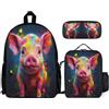 WECECE Zainetto Cute Cat Ragazza con Borsa Termica e Astuccio, Zaino Scuola Bambini 7-12 Anni per Escursioni, Studio e Tempo Libero, Tasche Laterali Porta Bottiglia