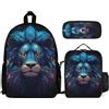 WECECE Set di Zaino Leopard Bambina con Sacchetto per Pranzo e Astuccio, Borsa Scolastica Cheetah Animal Ragazzo 7-13 Anni per Rientro a Scuola