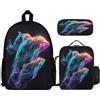 WECECE Zaino Scuola Ice and Fire Basketball Ragazze con Portapranzo e Astuccio, Set Zaini Basketball Studenti 7-13 Anni per Primaria e Media