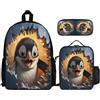 WECECE Borsa Scolastica Rabbit Ragazzi con Sacchetto per Pranzo e Astuccio, Zainetto Animal Bunny Bambina Classe 2-5 per Primaria