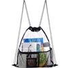 Generic Borsa multifunzione con cordoncino, blu/nero, zaino per bambini, donne, uomini, 35,5 x 43,2 cm, in nylon leggero, chiusura a strappo, per atletica, per abbigliamento sportivo, spiaggia, palestra