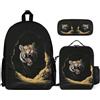 WECECE Set di Zaino Fruit Bambini con Sacchetto per Pranzo e Astuccio, Borsa Scolastica Fruit Theme Bambina 6-11 Anni per Elementare