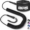BPS Guinzaglio ultraleggero da surf SUP a spirale per gamba, lunghezza 10 piedi, con doppia rotazione in acciaio inox e tasca per chiave nascosta, per tavola da surf Longboard Paddleboard (Koru Nero)