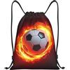 LGHNCVM Zaino con coulisse da palestra, borsa da calcio, fiamma, borsa per sport e viaggi, Nero , M, Classico