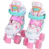 Fockety Pattini a rotelle luminosi regolabili con cinturini con fibbia, chiusure a strappo, tripla protezione, 8 ruote luminose in PU per bambini e bambine, per interni ed esterni (M)