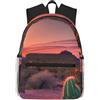 OAZCVBNN Zaino casual leggero e resistente all'acqua con stampa di cactus deserto tramonto per viaggi quotidiani escursioni weekend