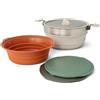 SEA TO SUMMIT - Detour Essentials Camp Kitchen Kit - 2-4 persone, 4 pezzi - Pentola pieghevole da 5 l e colino + coperchio + 2 taglieri - Senza BPA - Pentole da campeggio in silicone e acciaio inox -