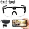 WANWEN Smart Glasses Camera, Occhiali con Telecamera 4K, Scatta Foto e Registra Video HD 1080P, Adatto per Uomini e Donne, Ideali per Gli Sport All'aria Aperta (Transparent B)