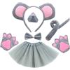 MIVAIUN 6 Pezzi Set di Accessori per Costume da Topo per Bambini e Adulti, Naso Papillon Coda Gonna tutù e Guanti per Feste di Halloween e Cosplay, Decorazioni per Feste (6 Pezzi)