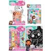 DREAMWORKS GABBY'S DOLLHOUSE Gabby's - Action figure per casa delle bambole, scatole cieche e set di cancelleria, 4 pezzi, adesivo, graffio, cancelleria e set da colorare)