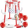 Yuragim Canestro da basket per piscina, giocattolo galleggiante per piscina, con 4 palline, 12 anelli di lancio e pompa, giocattolo gonfiabile per piscina per feste estive, per bambini e adulti
