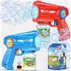 Blubbel 2x Sparabolle di Sapone LED, Pistola Giochi, Macchina Automatica, Bubble Gun, Cannone d'Aria, Giocattolo Matrimonio, Regalo Estivo Bambini, 100ml Liquido Incluso