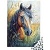 KEZXWCBMN Cavallo Marrone Selvaggio Puzzle 1000 Pezzi Carta per Adulti Paesaggio Naturale Gioco di Puzzle 1000 Pezzi Famiglia Relax Decorazione Regalo 38x26cm/1000pcs